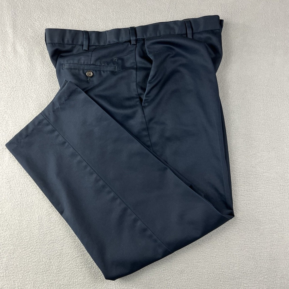 Haggar Pants Mens 36x32* See Pictures‎ Navy Blue Flat Front Pockets Straight Leg